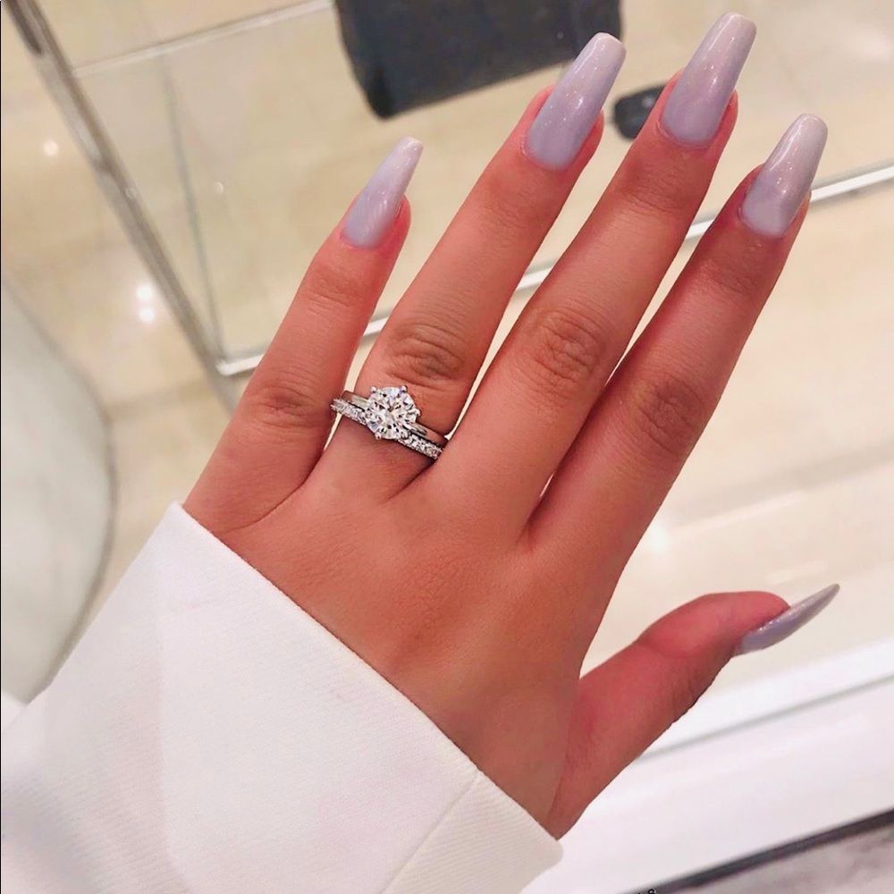 14k Solid Real White Gold 1ct Engagement Ring